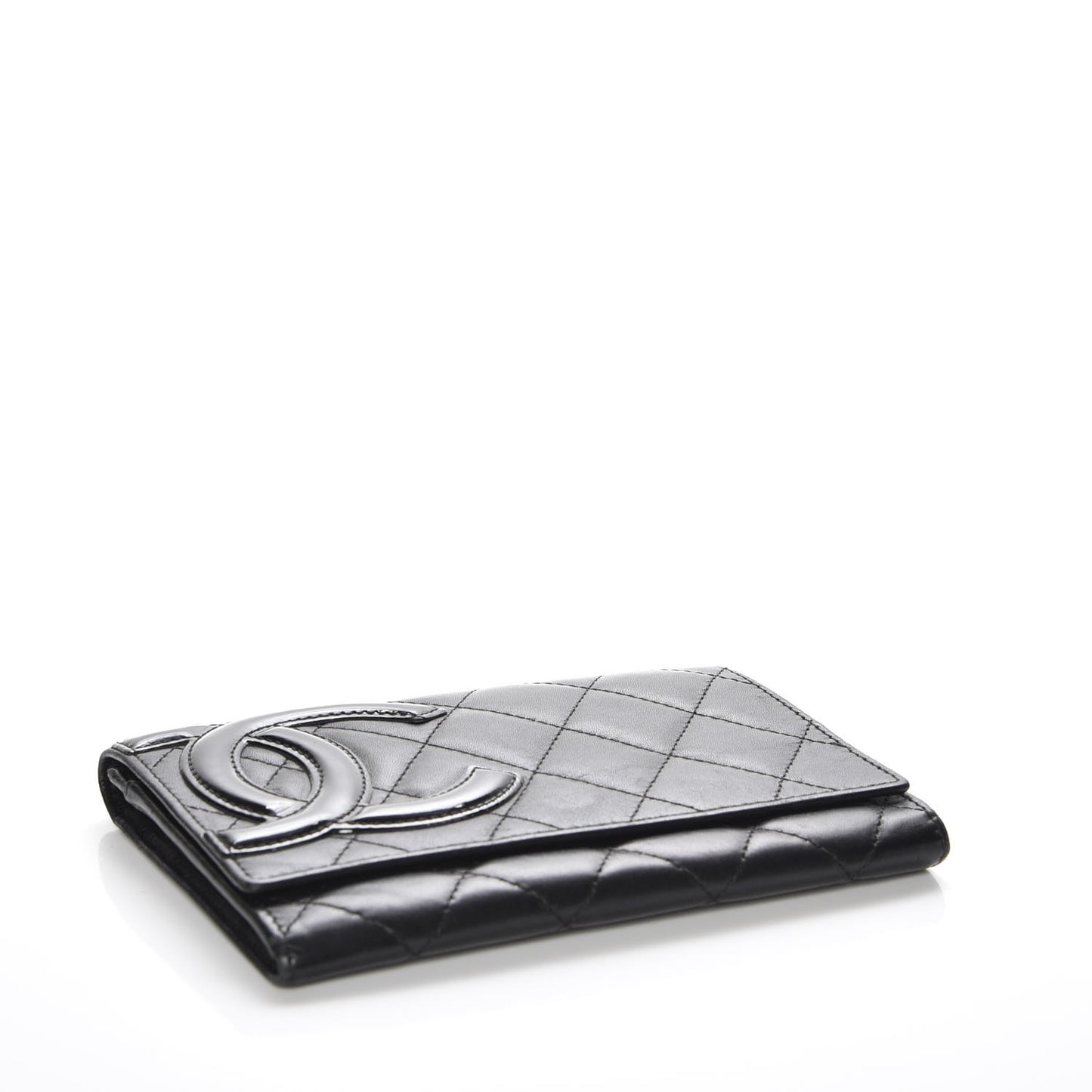 Calfskin Quilted Cambon Flap Wallet Black