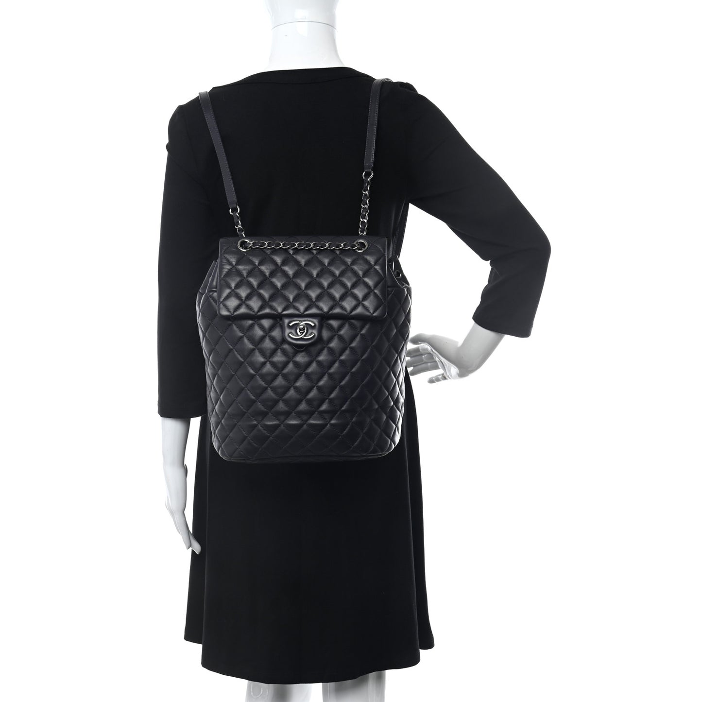 Calfskin Quilted Large Urban Spirit Backpack Dark Purple
