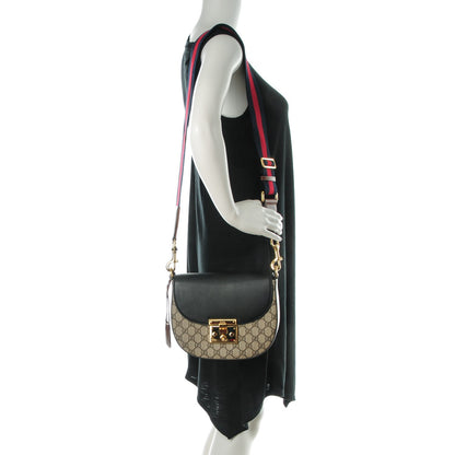 Gucci GG Supreme Monogram Web Medium Padlock Messenger Shoulder Bag Black 2 of 7