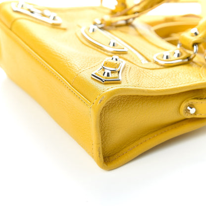 Balenciaga Chevre Silver Metallic Edge Hardware Nano City Jaune Epi 10 of 11