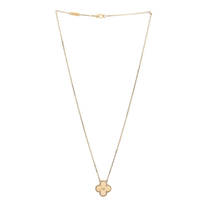 Van Cleef & Arpels 18K Yellow Gold Guilloche Vintage Alhambra Pendant Necklace 3 of 8