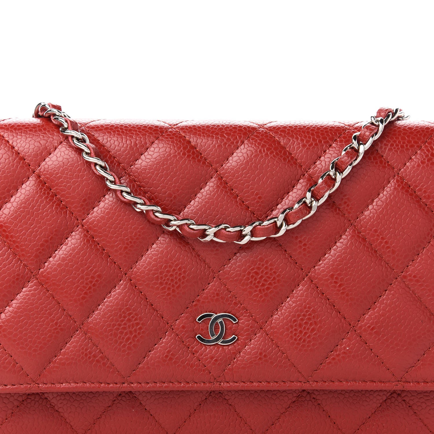 Chanel Caviar Quilted Wallet On Chain WOC Dark Red 11 of 12