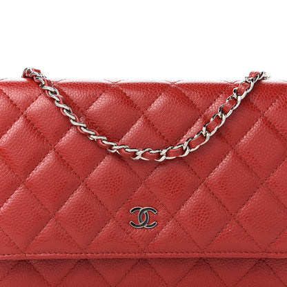 Chanel Caviar Quilted Wallet On Chain WOC Dark Red 11 of 12
