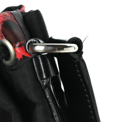Prada Tessuto Nylon Spazzolato Rose Print Bucket Bag Black Rosso 7 of 7