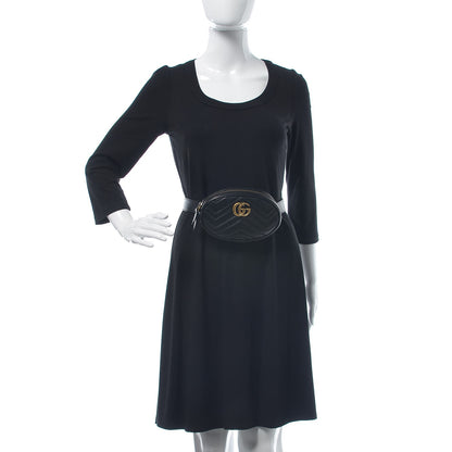 Gucci Calfskin Matelasse GG Marmont Belt Bag 85 34 Black 2 of 12