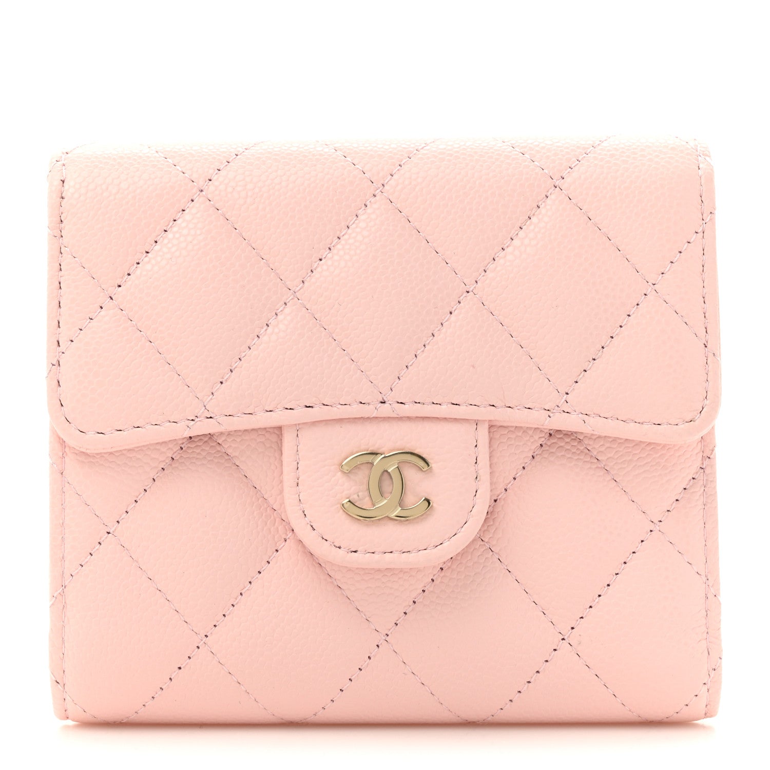 Chanel Caviar Quilted Compact Flap Wallet Light Pink 1 of 10