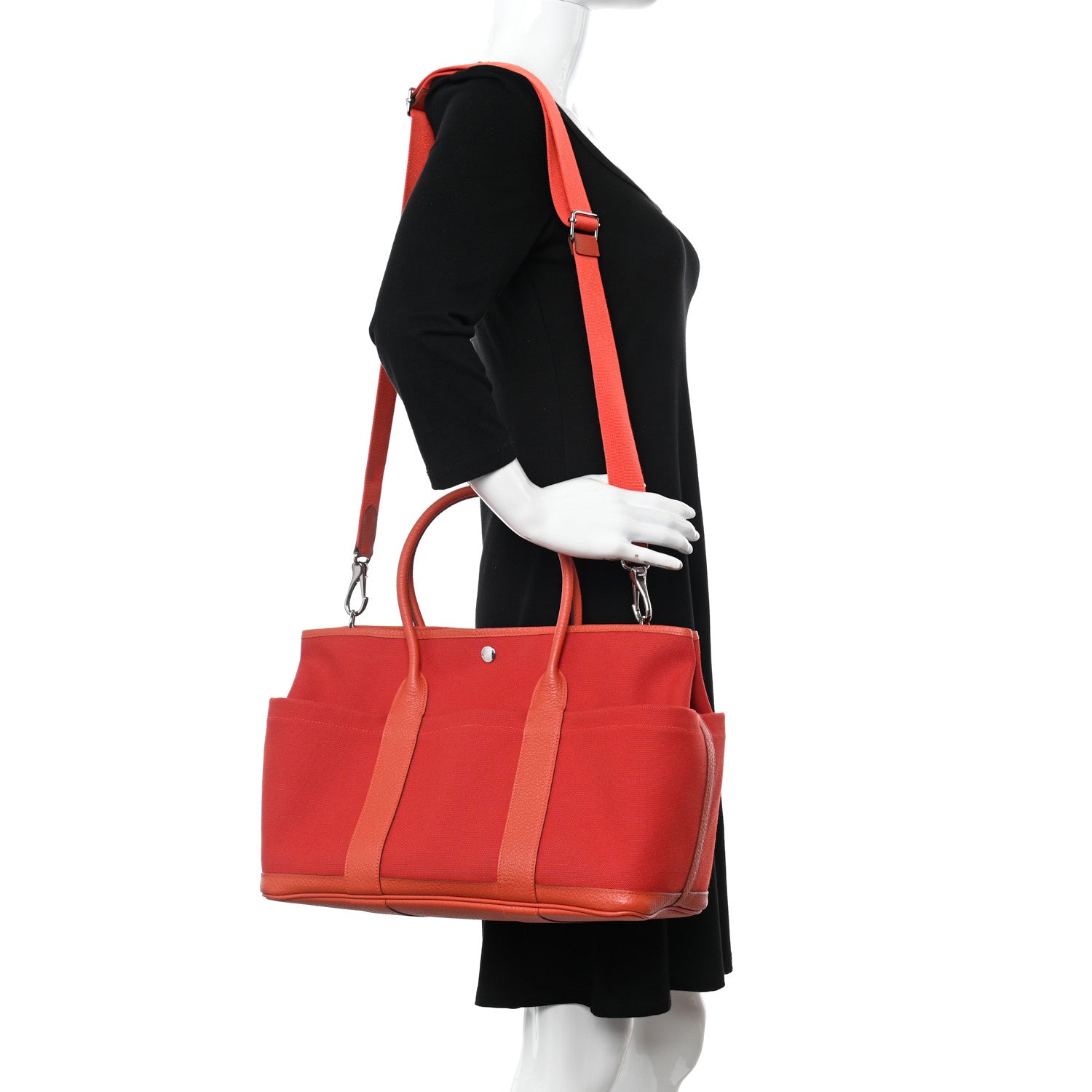 Hermes Toile Militaire Vache Country Garden Party Pockets 36 MM Rouge Tomate Capucine 3 of 17