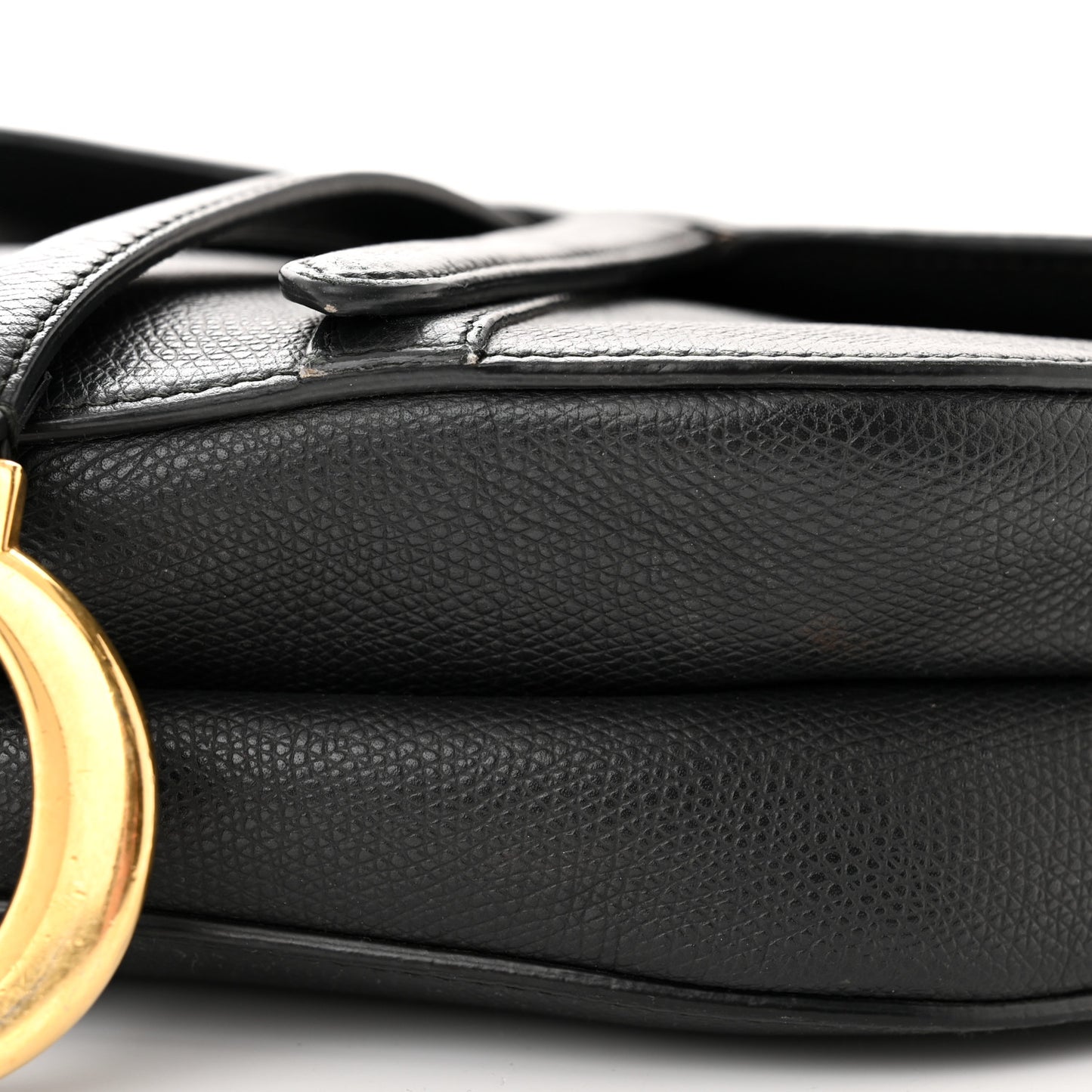 Grained Calfskin Saddle Bag Black