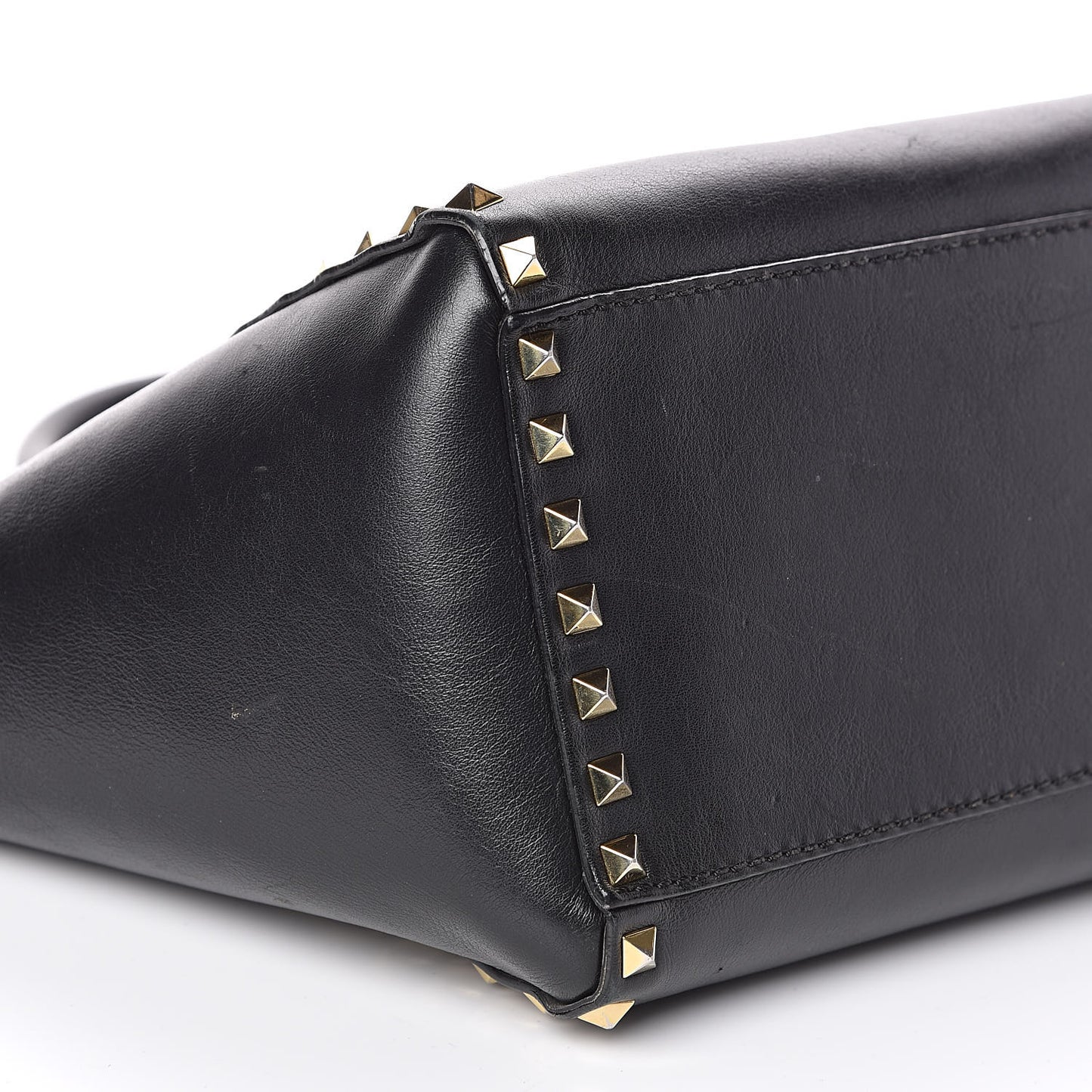 Vitello Small Rockstud Double Handle Tote Black