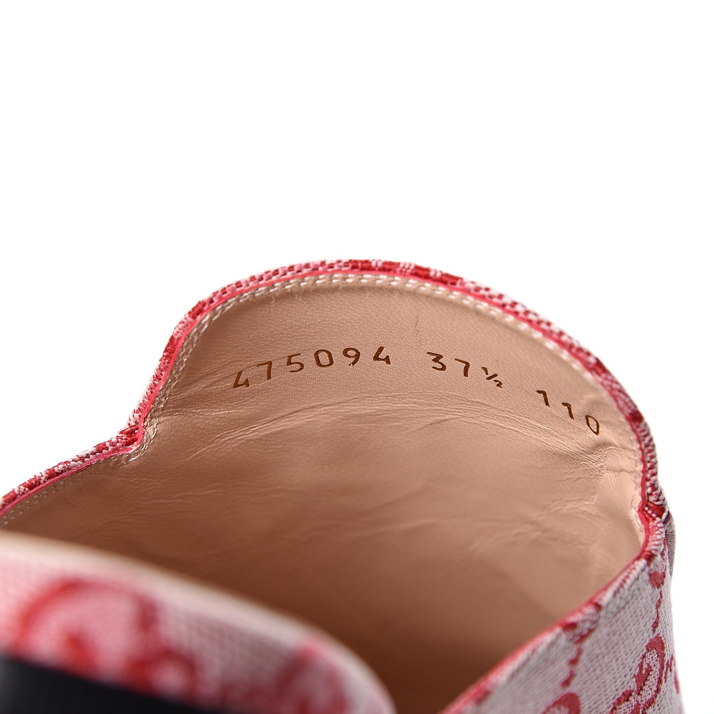 Canvas GG Monogram Horsebit Womens Princetown Slippers 37.5 Gardenia Hibiscus Red