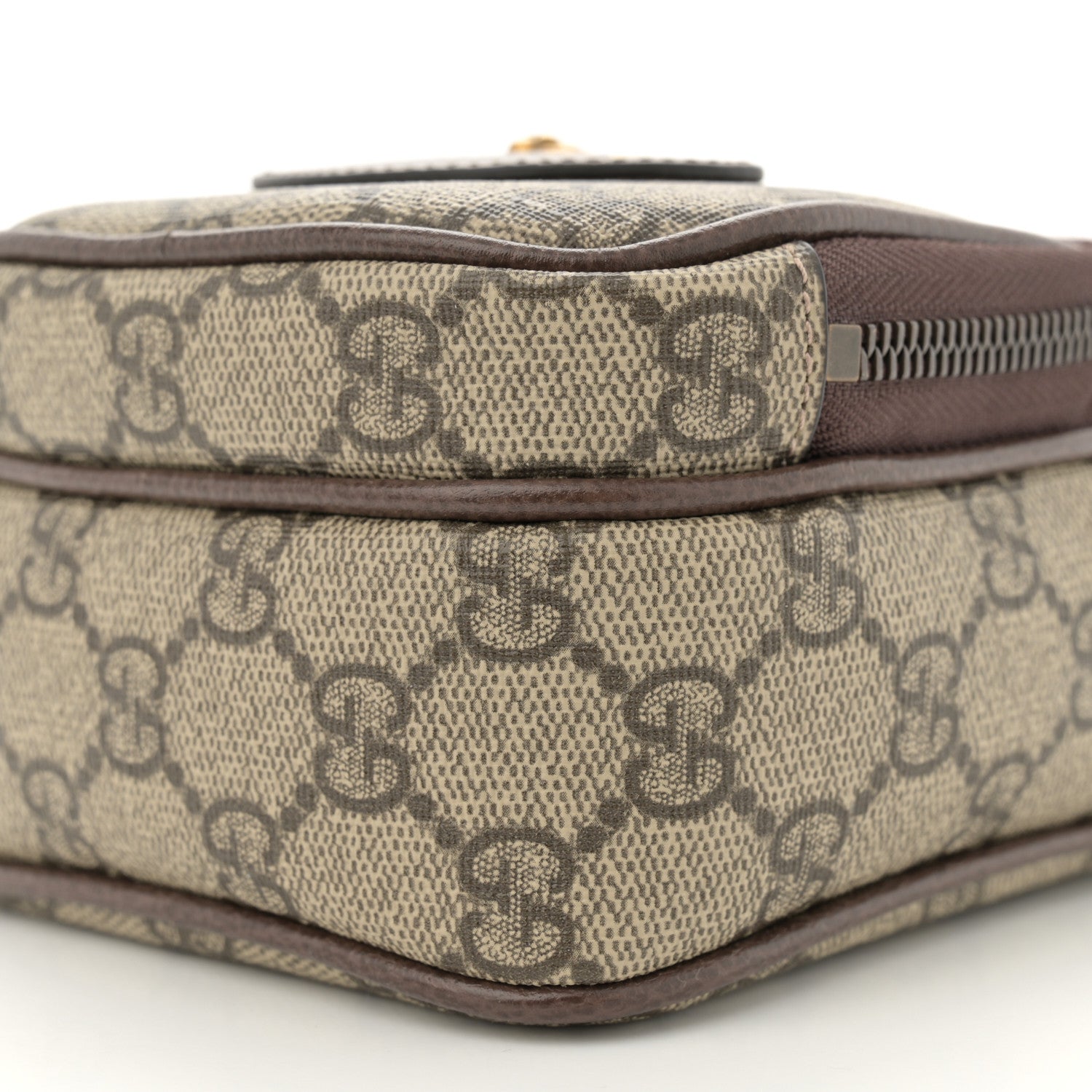 Gucci GG Supreme Monogram Mini Neo Vintage Double Zip Messenger Bag Beige New Acero Crop 10 of 10
