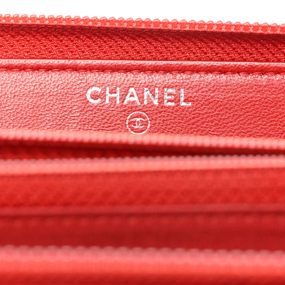 Chanel Lambskin Quilted Boy Zip Around Wallet Red 6 of 9