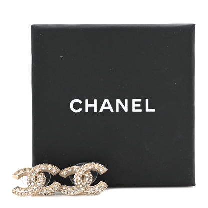 Chanel Crystal Timeless CC Earrings Light Gold 5 of 5