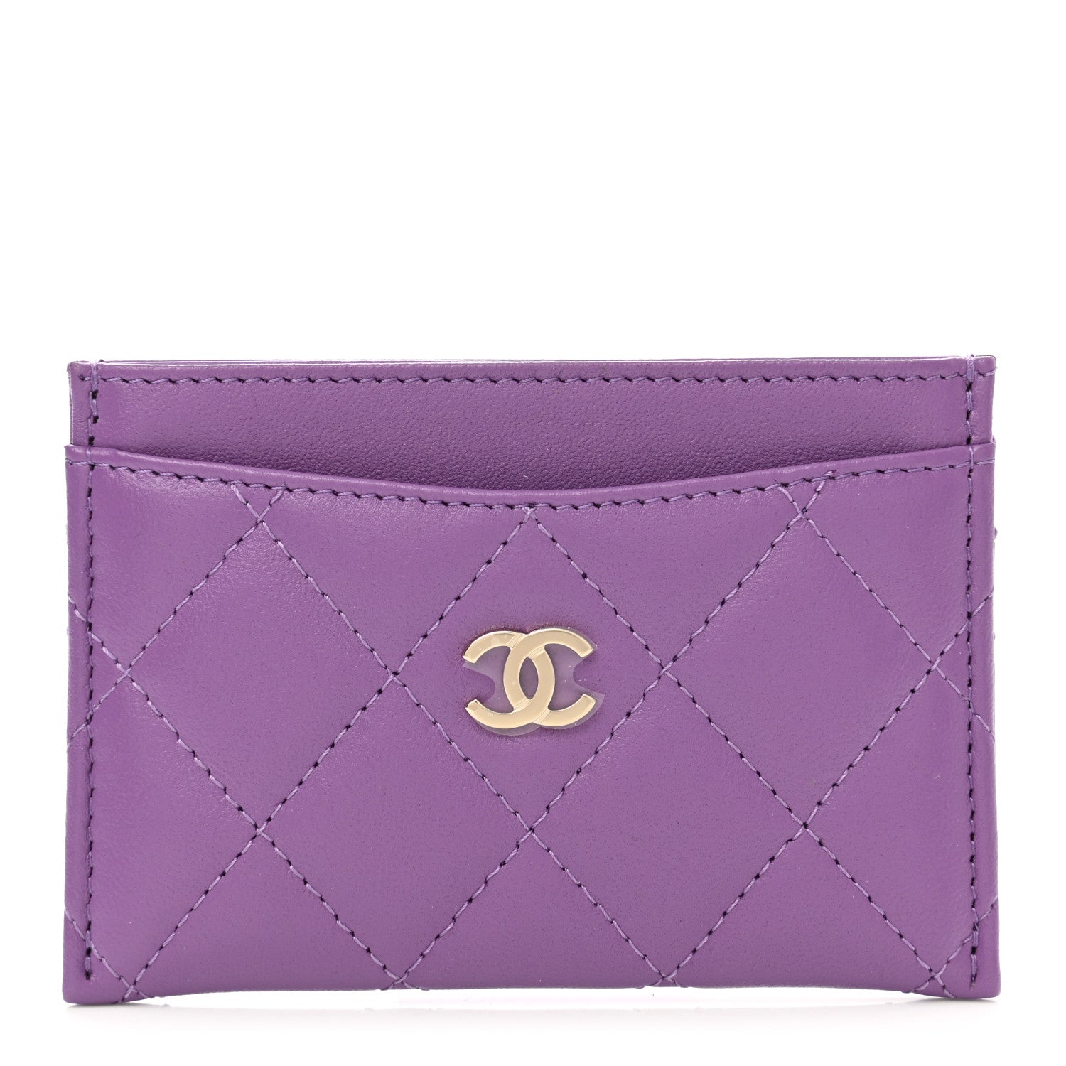 Chanel Lambskin Quilted Card Holder Purple 1 of 9