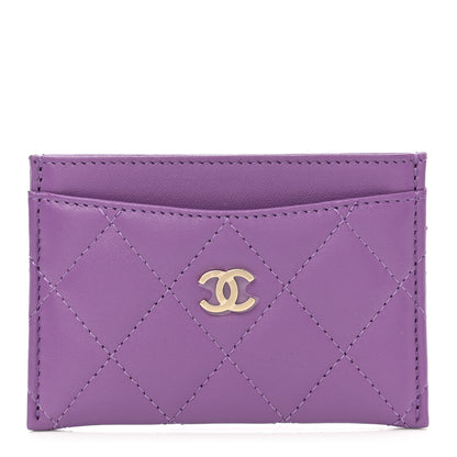 Chanel Lambskin Quilted Card Holder Purple 1 of 9
