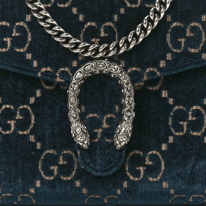 Gucci Velvet GG Monogram Mini Dionysus Chain Wallet Blue Beige Black 8 of 11