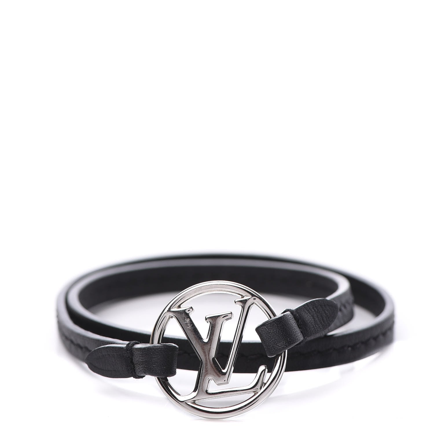 Louis Vuitton Calfskin LV Circle Double Wrap Bracelet Black 1 of 4