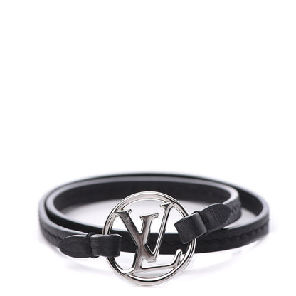 Louis Vuitton Calfskin LV Circle Double Wrap Bracelet Black 1 of 4