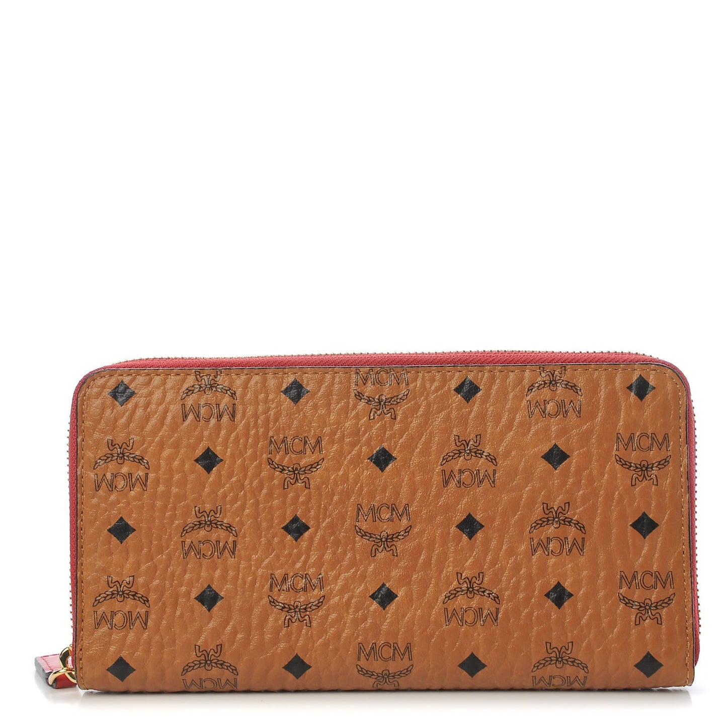 Visetos Large Zip Around Wallet Cognac Red