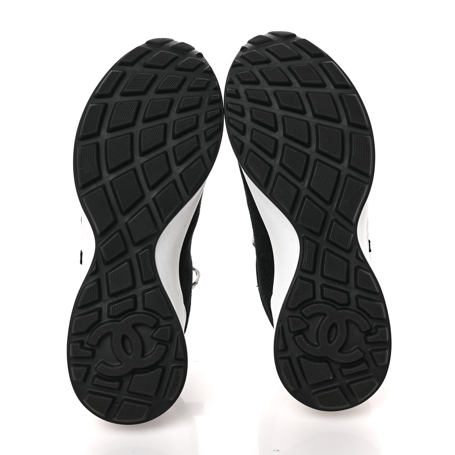 Chanel Fabric Suede Kidskin CC Sneakers 36.5 Dark Navy White 5 of 9
