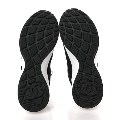 Chanel Fabric Suede Kidskin CC Sneakers 36.5 Dark Navy White 5 of 9