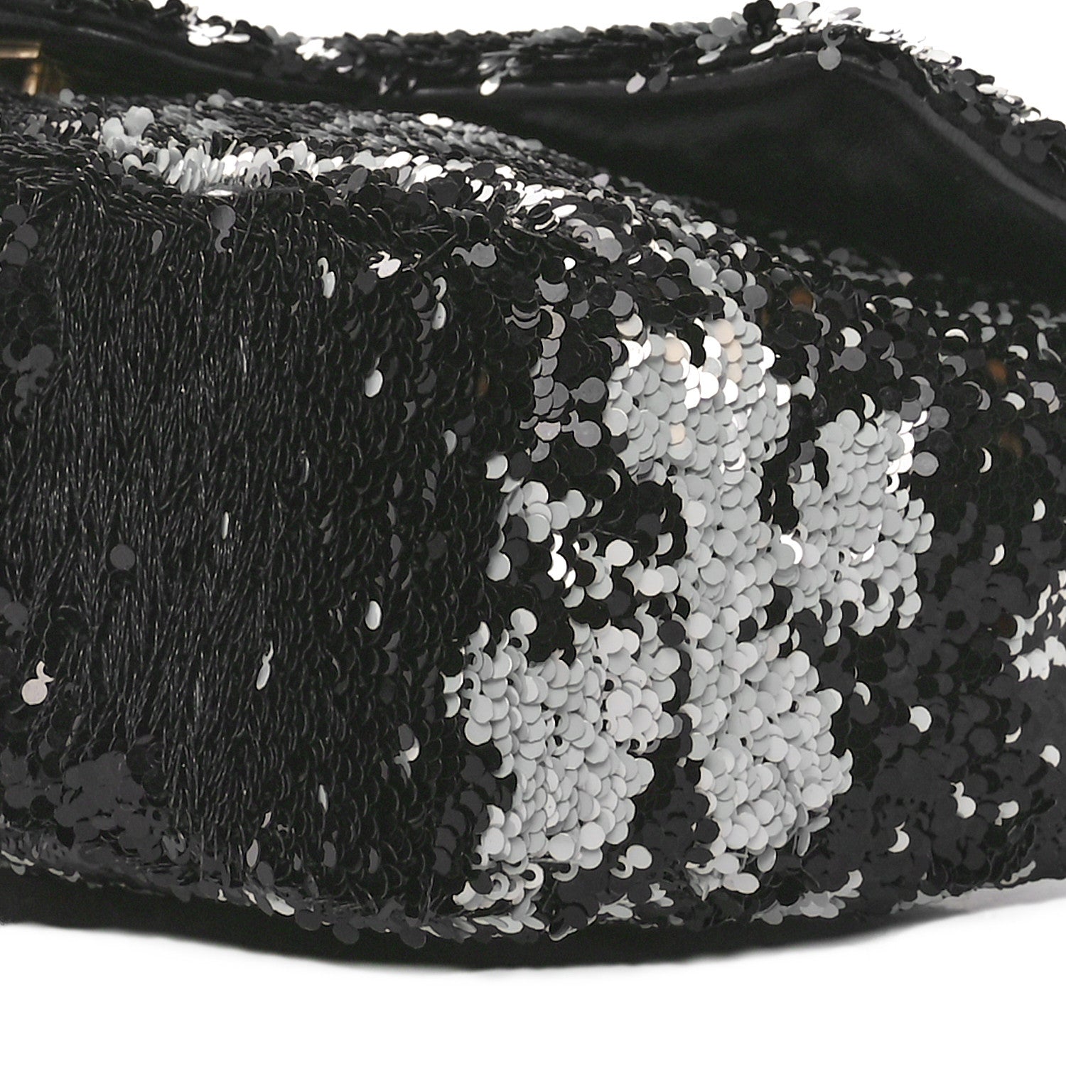 Chanel Sequin Small Single Flap Rectangular Flap Black Silver 10 of 11