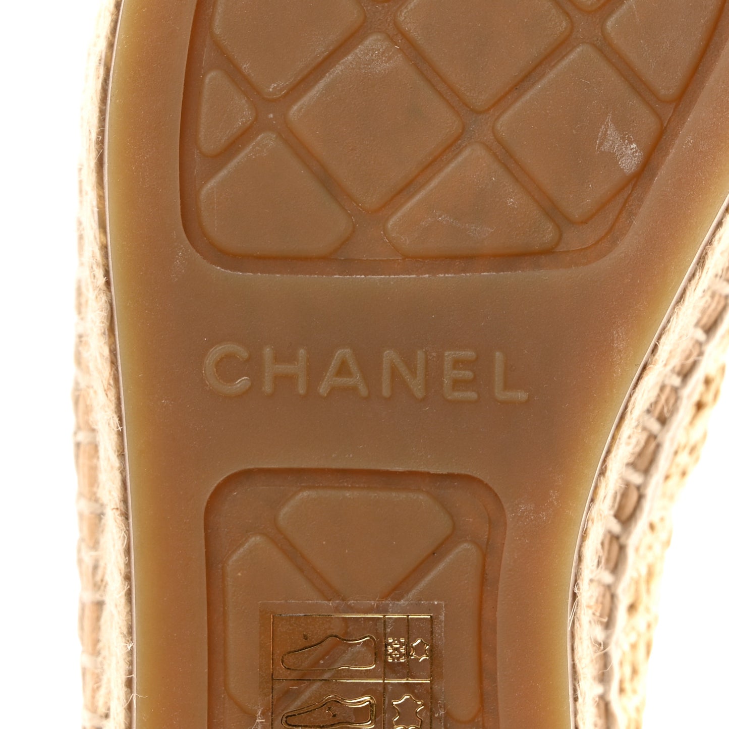 Braided Fabric Lambskin CC Espadrilles 37 Beige Black