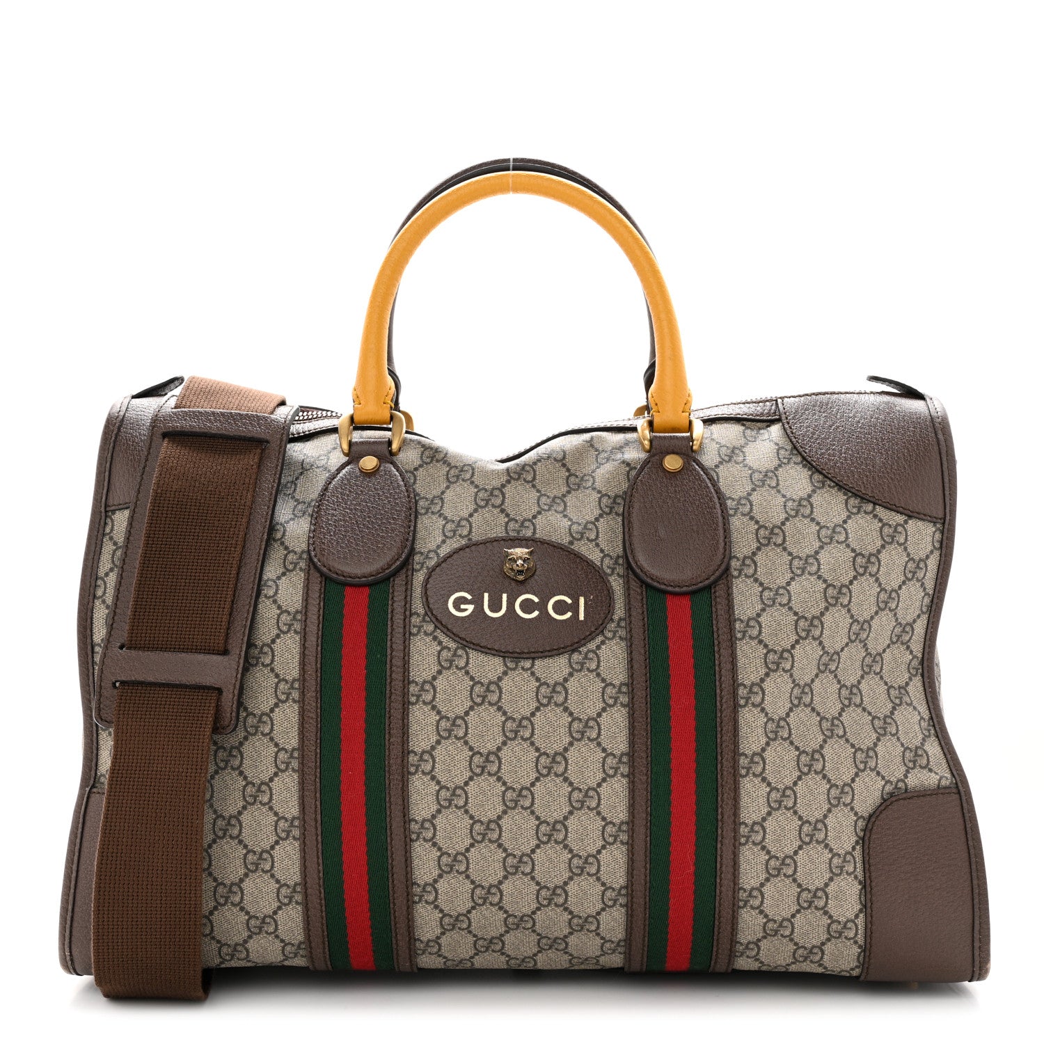 Gucci Soft GG Supreme Monogram Web Neo Vintage Duffle Bag Beige New Acero Crop 1 of 25