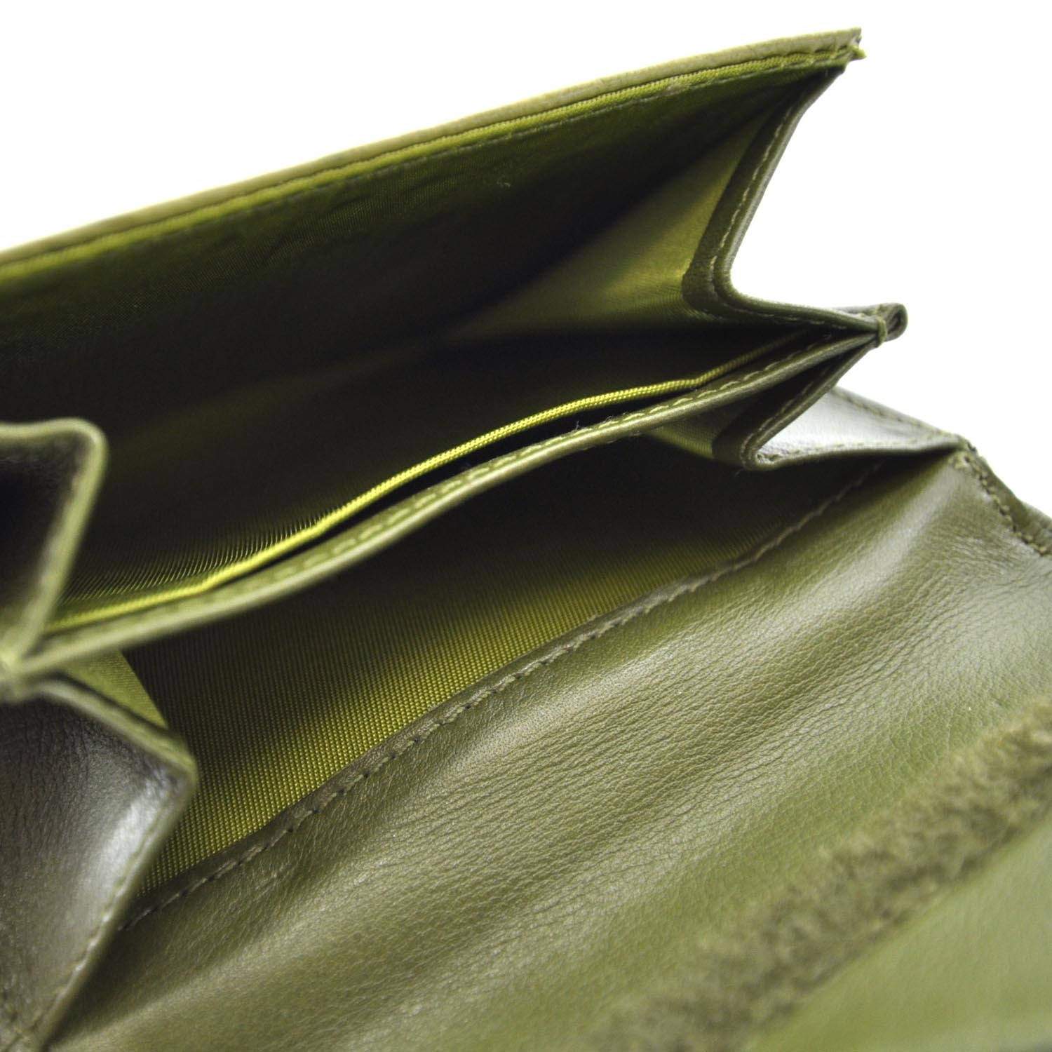 Christian Dior Ostrich Saddle Compact Wallet Green 4 of 7