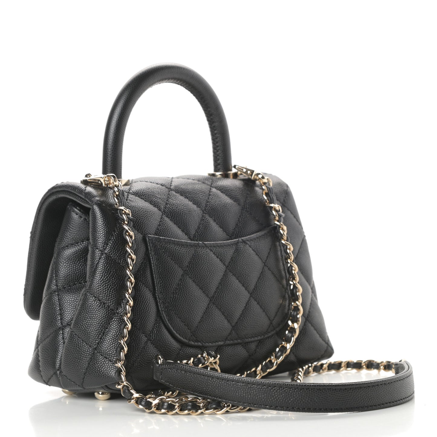 Caviar Quilted Extra Mini Coco Handle Flap Black