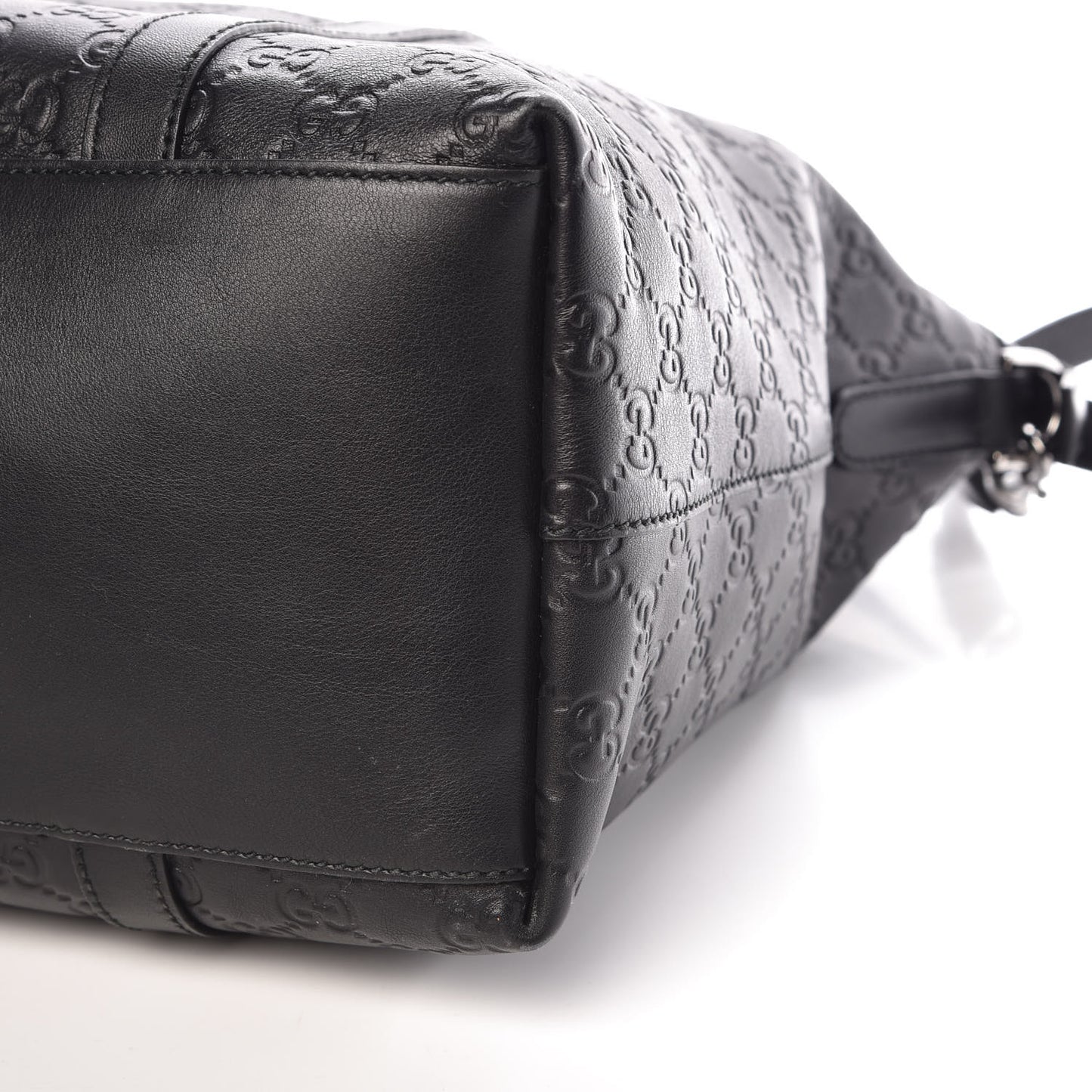 Guccissima Large GG Charm Convertible Dome Satchel Black