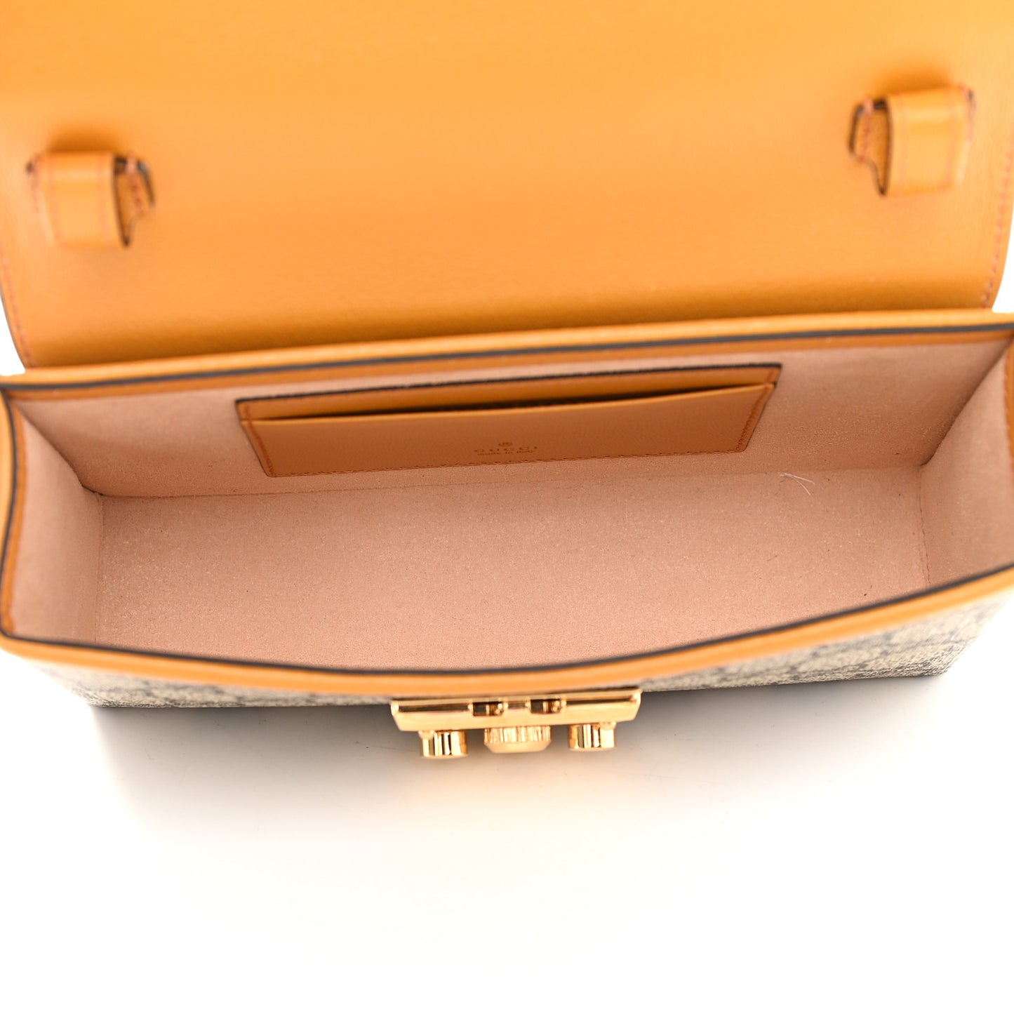 GG Supreme Monogram New Sakai Calfskin Mini Padlock Top Handle Shoulder Bag Beige Ebony Mystic White Sun Oil