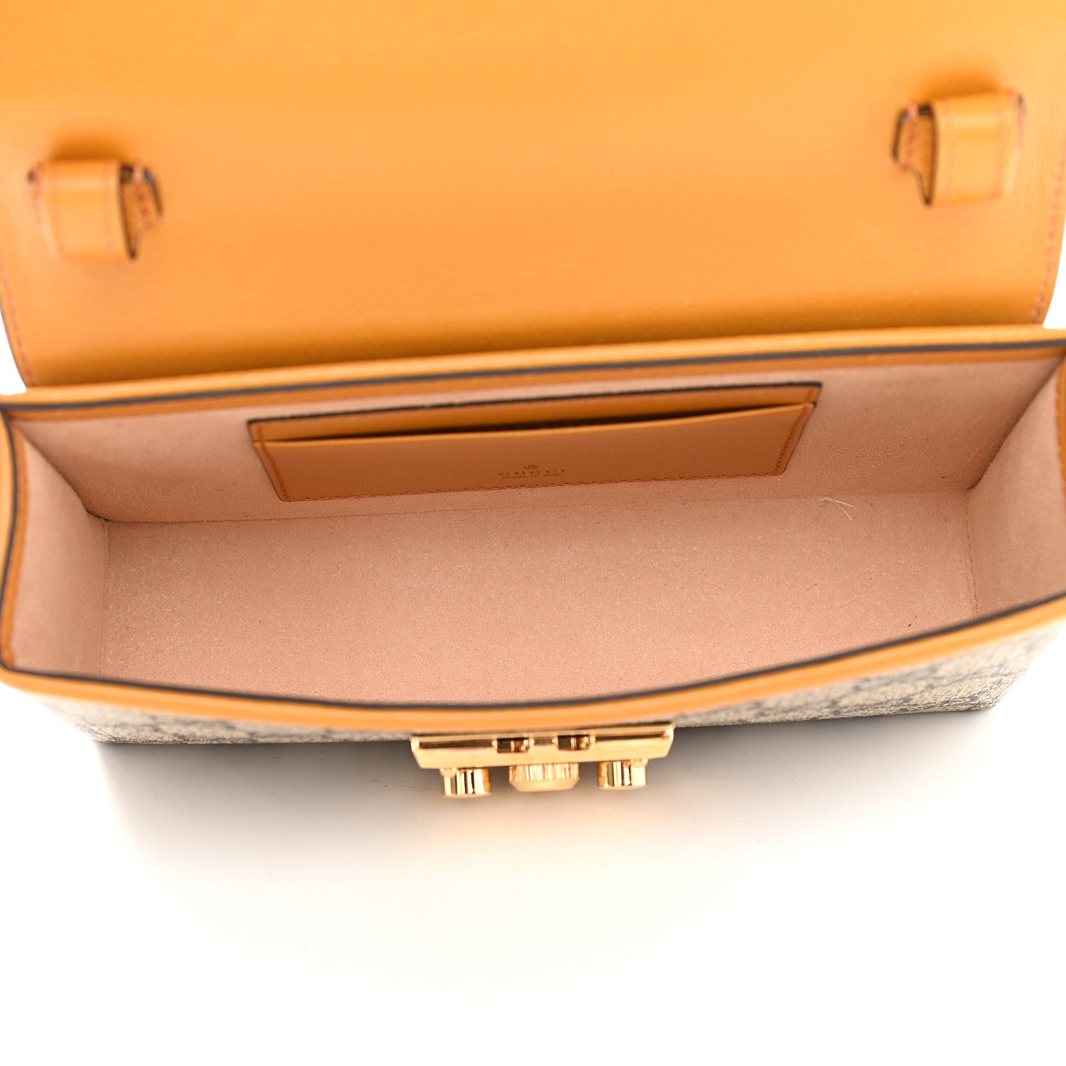 Gucci GG Supreme Monogram New Sakai Calfskin Mini Padlock Top Handle Shoulder Bag Beige Ebony Mystic White Sun Oil 5 of 9