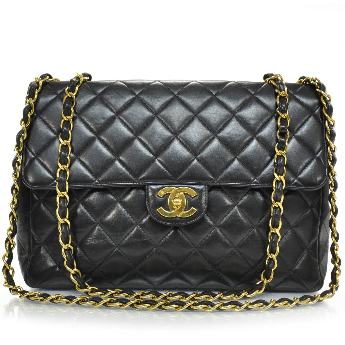 Lambskin Jumbo Flap Black GHW