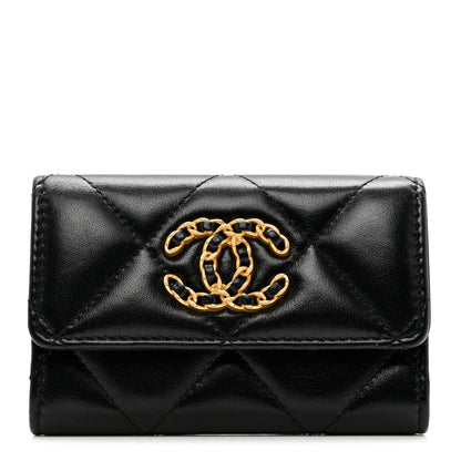 Chanel Lambskin Quilted Chanel 19 Flap Card Holder Black 1 of 9