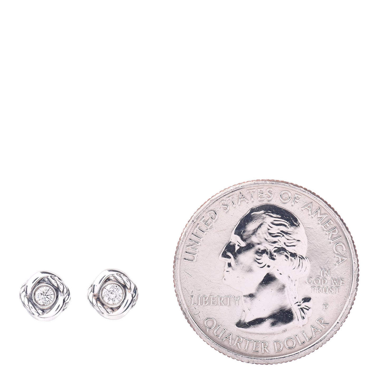 Sterling Silver Diamond 7mm Infinity Stud Earrings