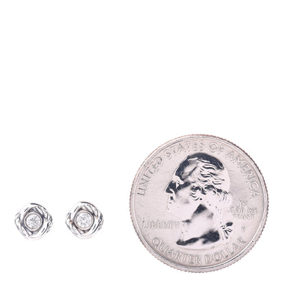 David Yurman Sterling Silver Diamond 7mm Infinity Stud Earrings 2 of 4