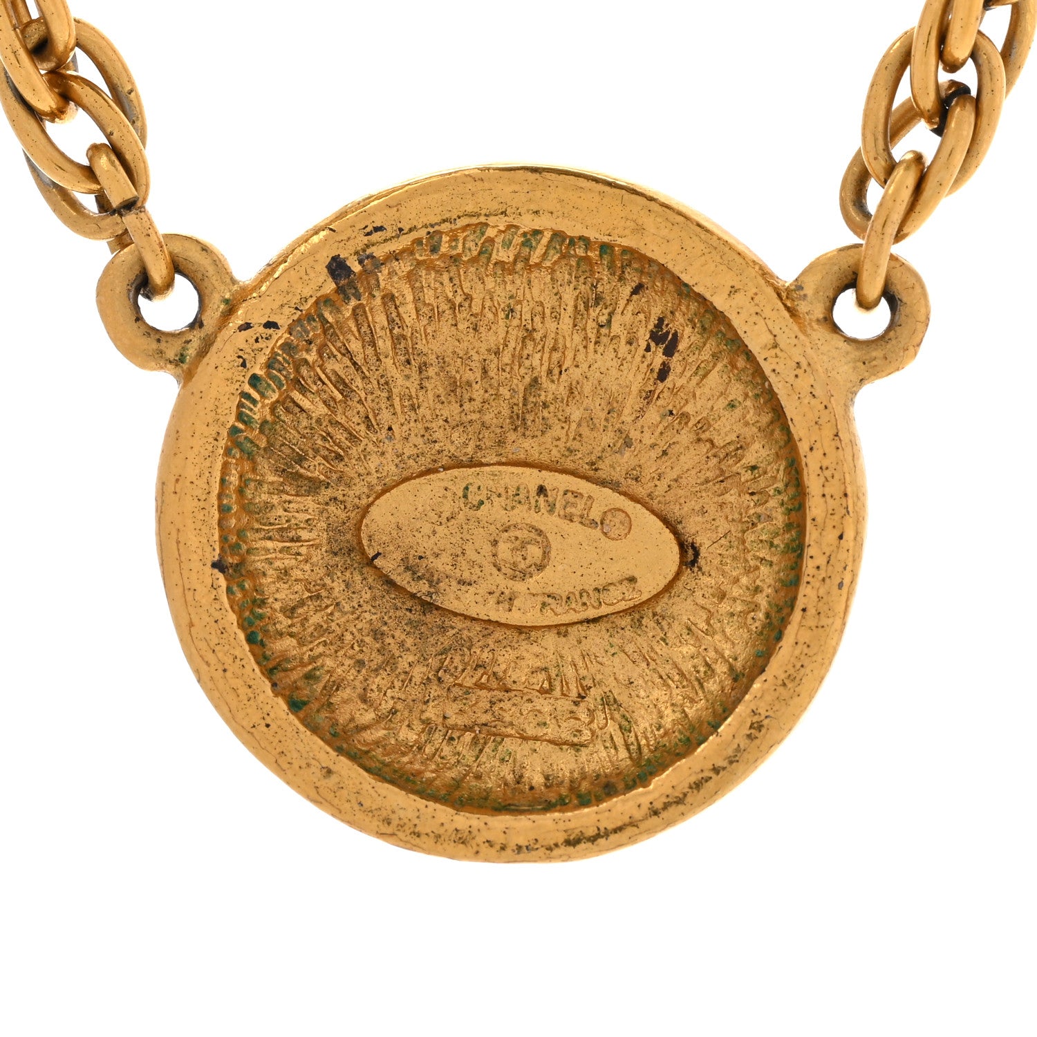 Chanel Metal CC Round Pendant Necklace Gold 7 of 7