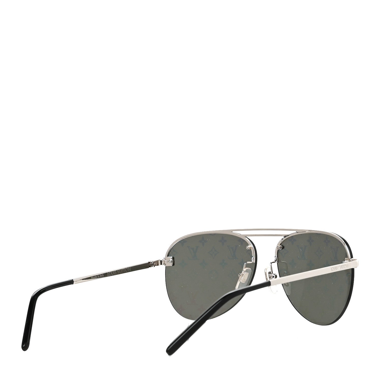 Louis Vuitton Metal Monogram Clockwise Sunglasses Z1595E Silver Black 3 of 7