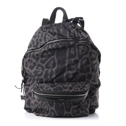 Saint Laurent Nylon Leopard Print City Fold Up Backpack Belt Bag Black 1 of 14