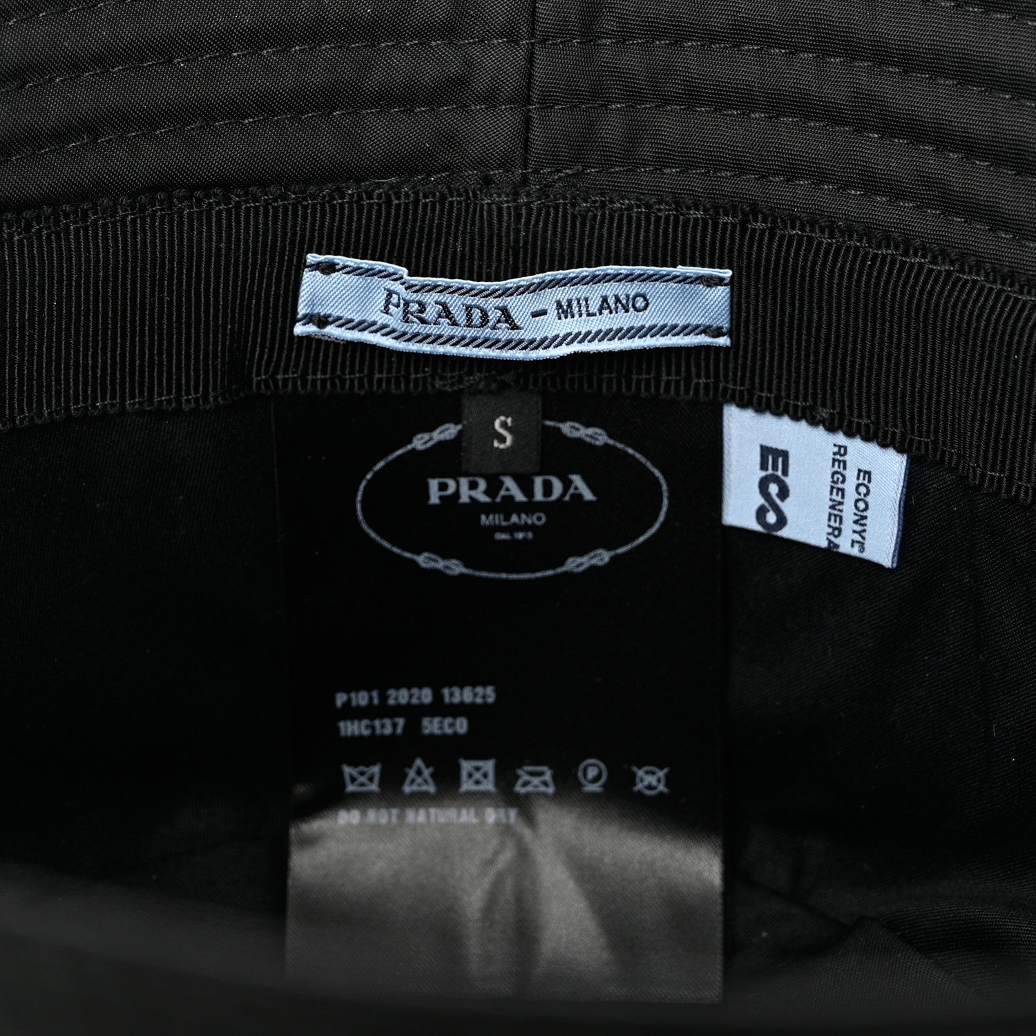 Prada Re-Nylon Saffiano Metal Triangle Logo Womens Bucket Hat S Black 8 of 8