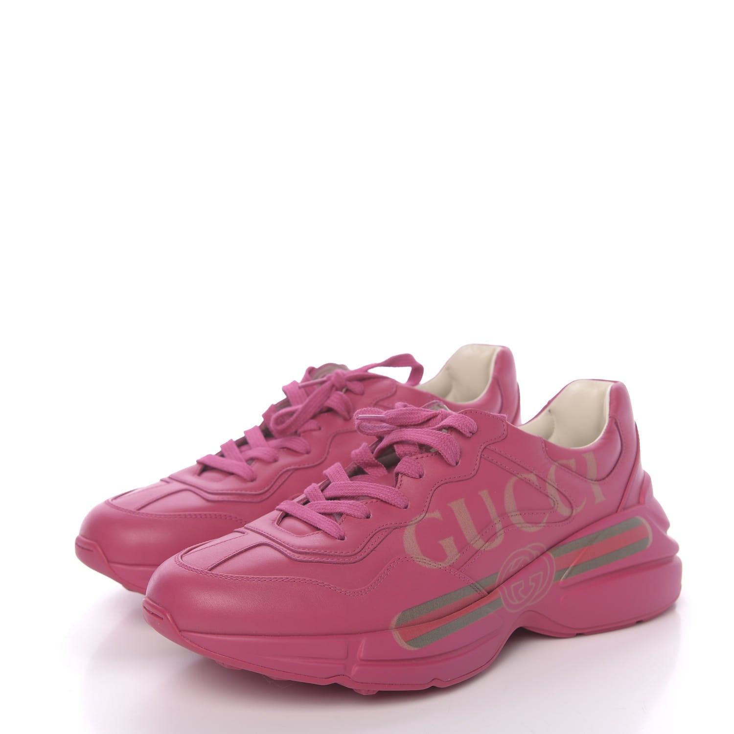 Gucci Calfskin Logo Womens Rhyton Sneakers 40 Box Pink 3 of 9