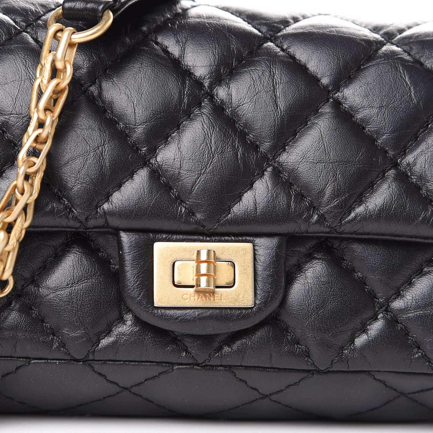 Aged Calfskin Quilted 2.55 Reissue Chain Waist Bag Black