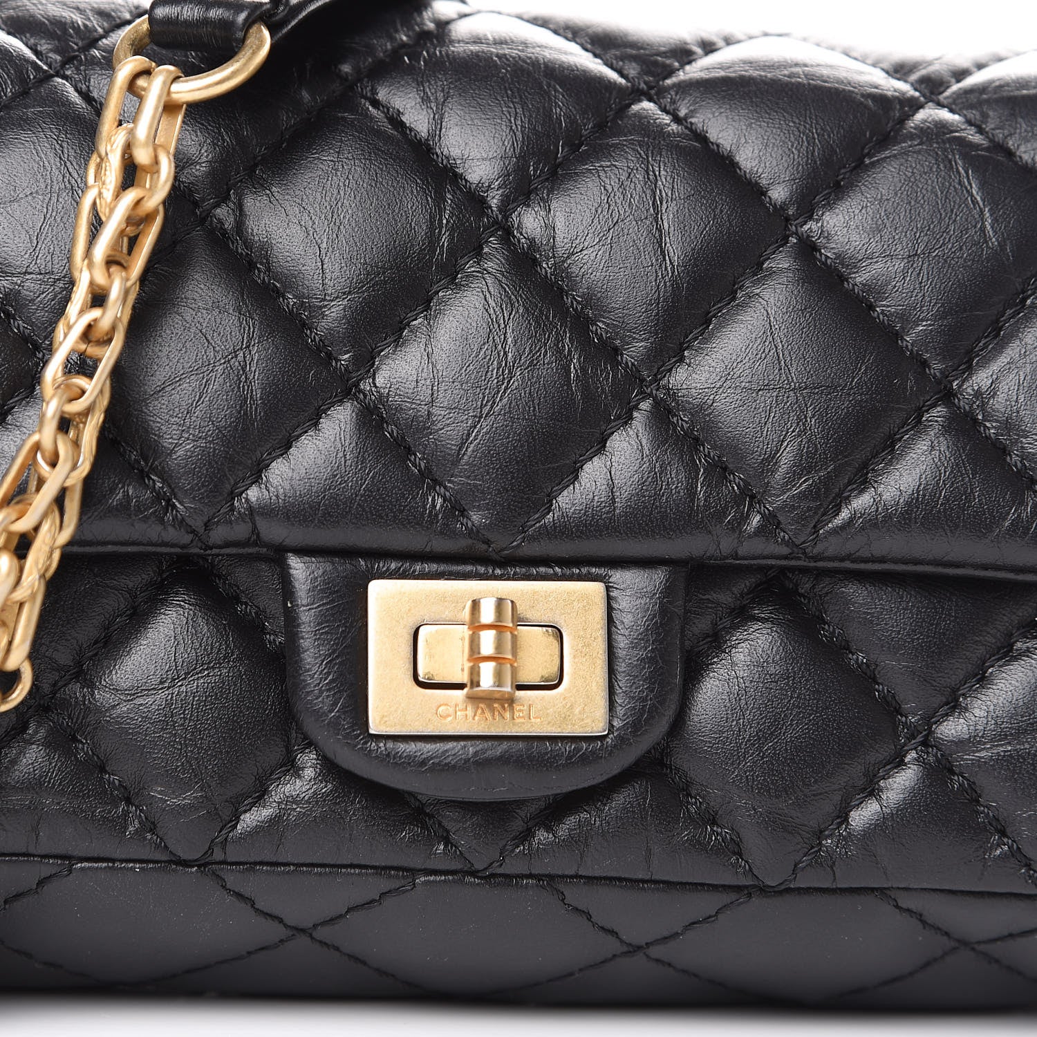 Chanel Aged Calfskin Quilted 2.55 Reissue Chain Waist Bag Black 9 of 9