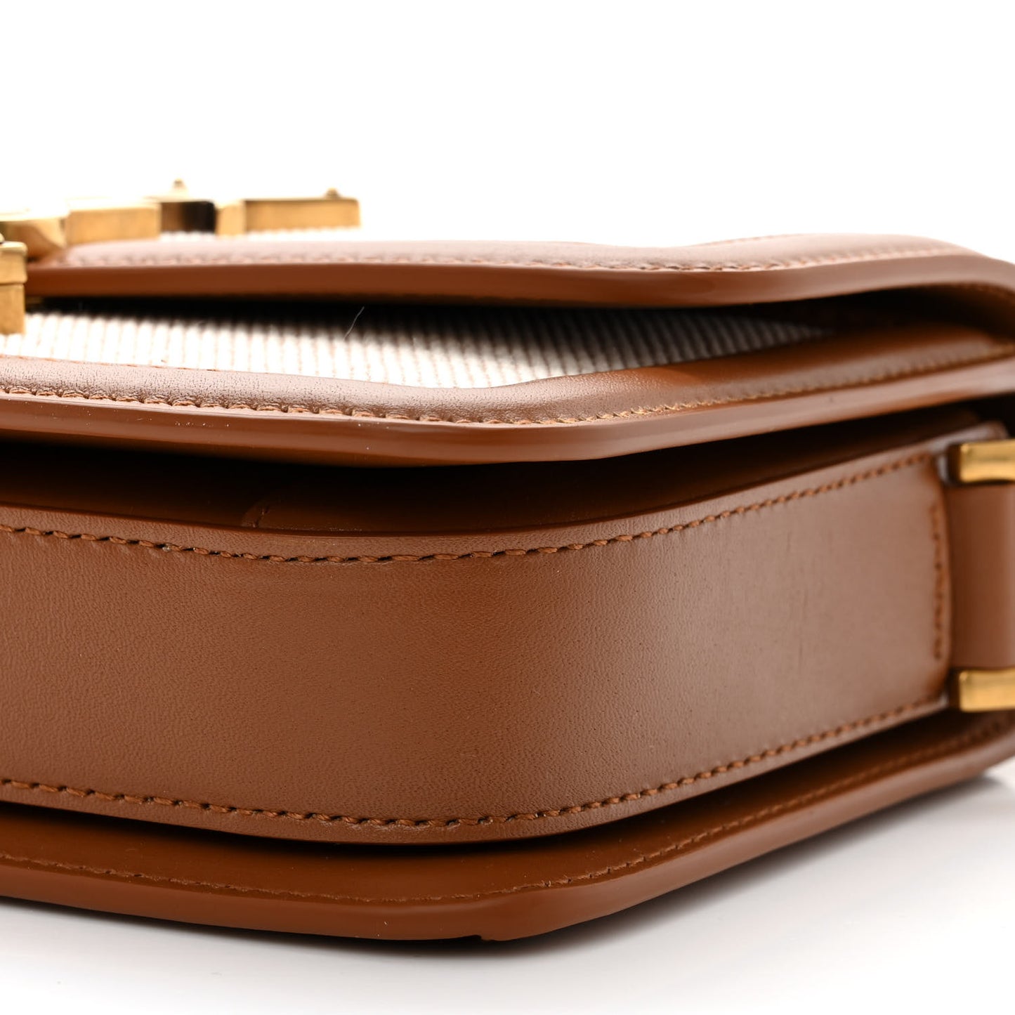 Canvas Calfskin Small Solferino Satchel Beige Brick