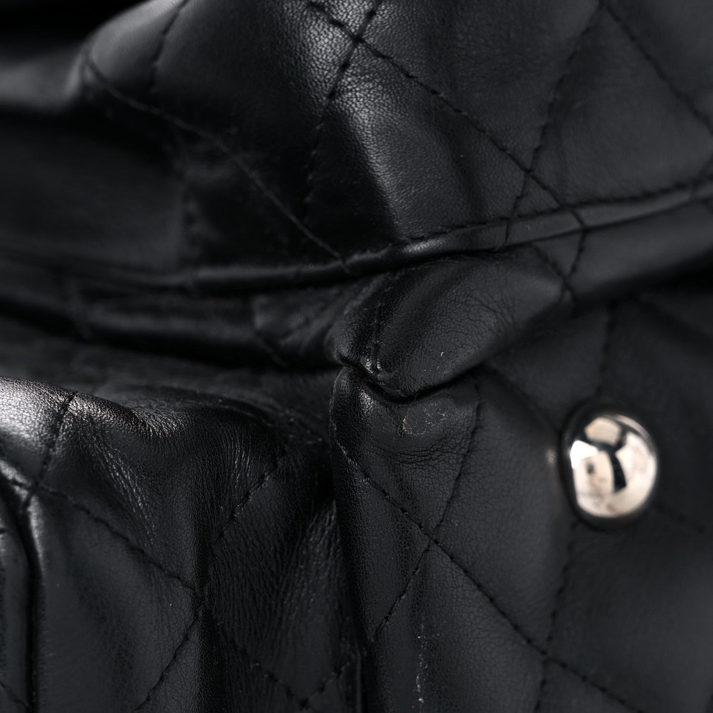 Calfskin Quilted Large Cambon Multipocket Reporter Black White