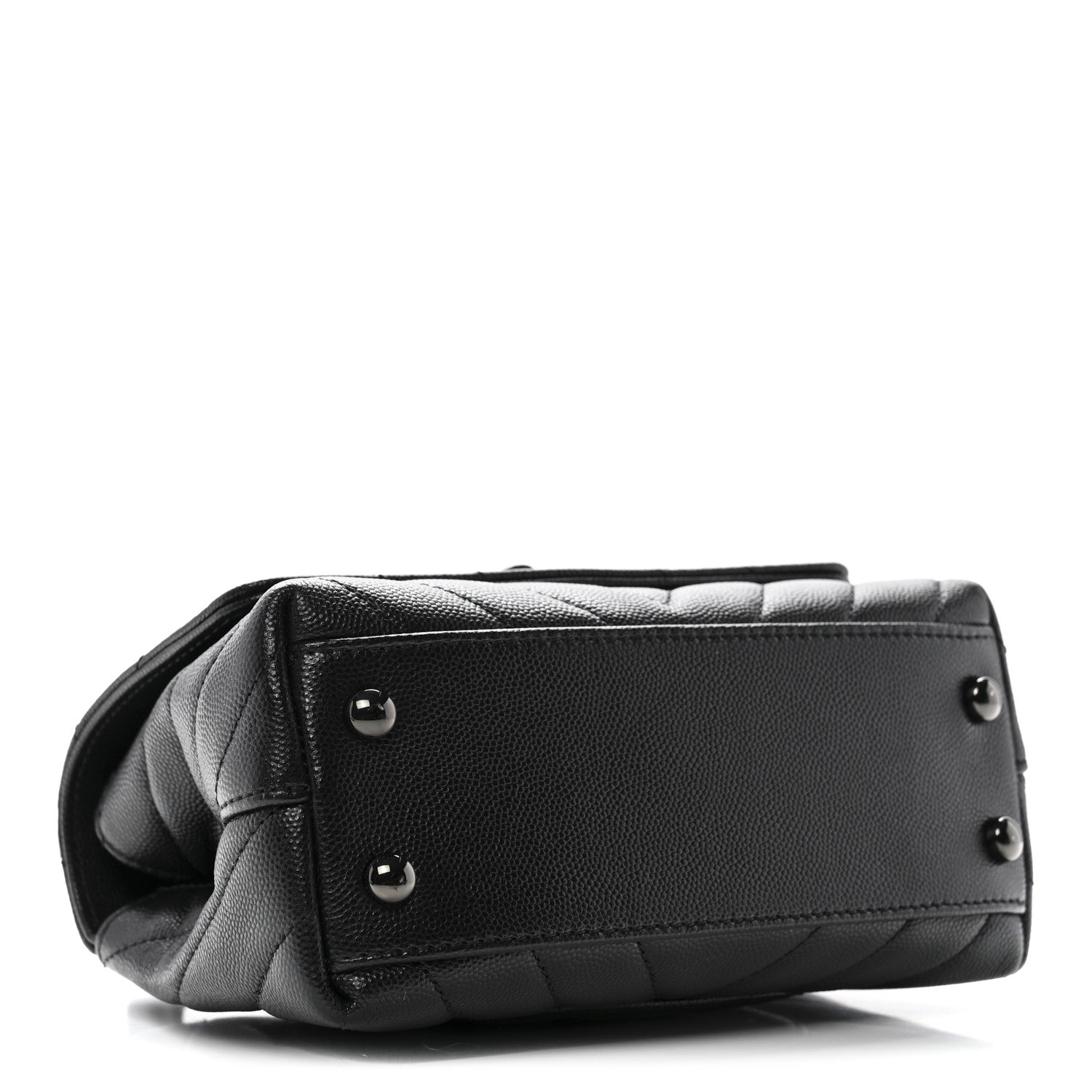 Chanel Caviar Chevron Quilted Extra Mini Coco Handle Flap So Black 4 of 11