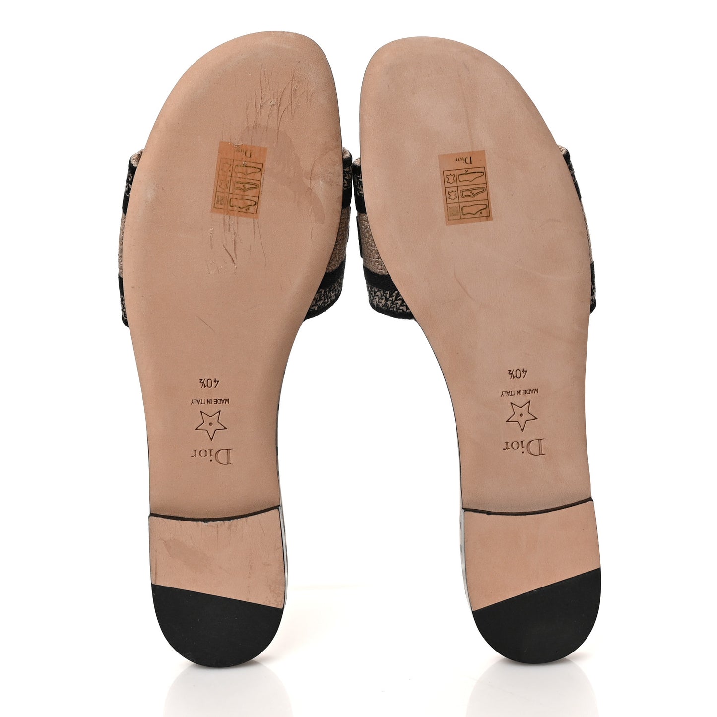Canvas Union Embroidered Dway Flat Slide Sandals 40.5 Fard Black