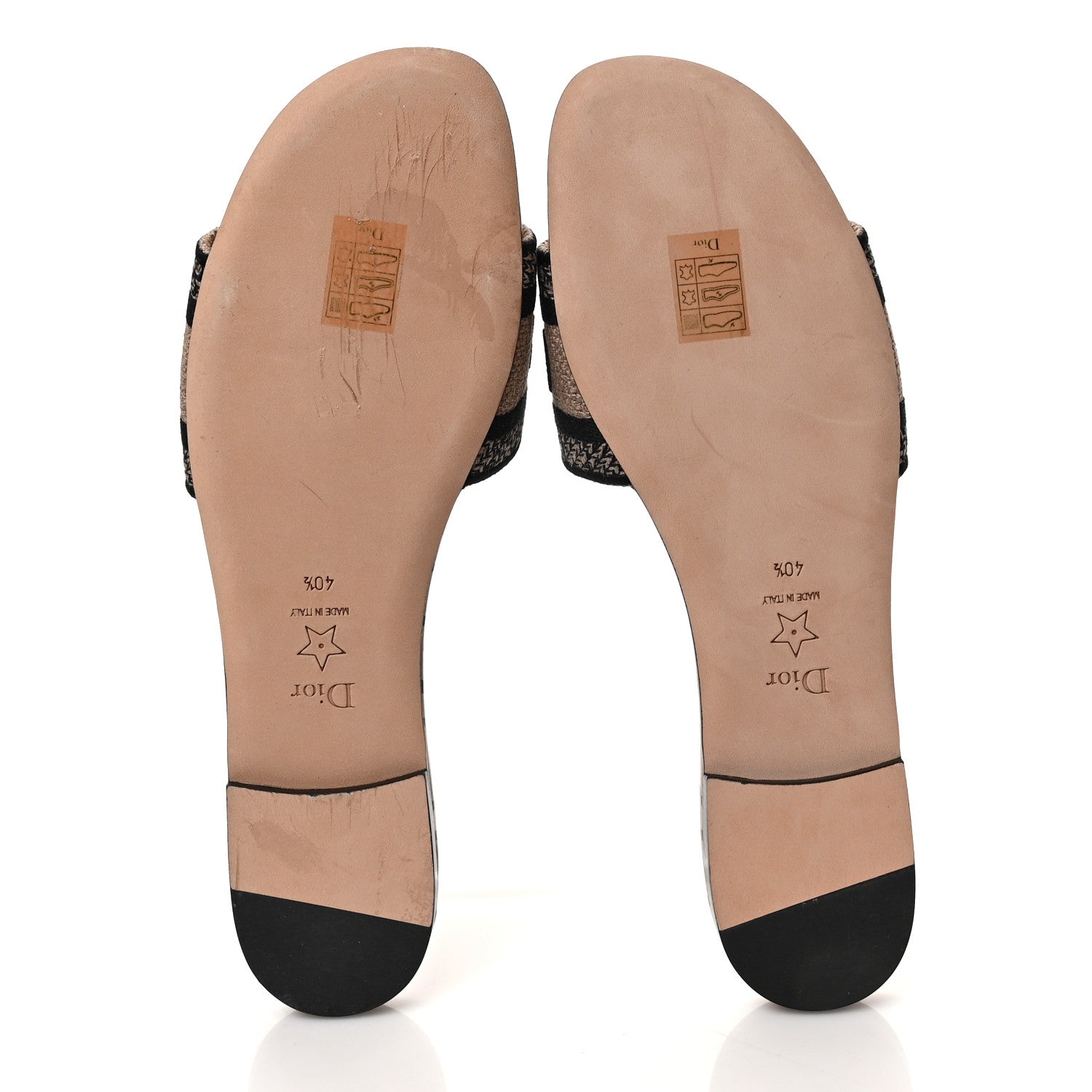 Christian Dior Canvas Union Embroidered Dway Flat Slide Sandals 40.5 Fard Black 5 of 9