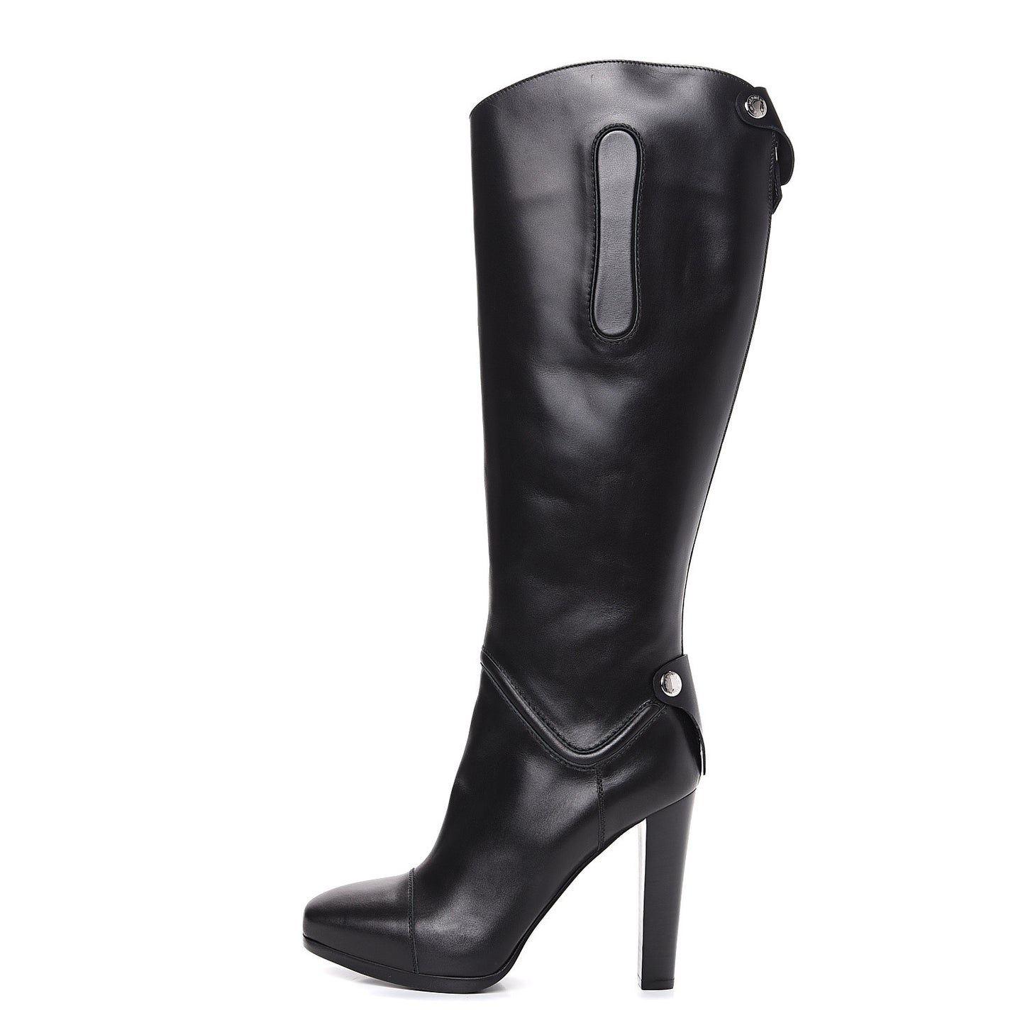 Calfskin Knee High Riding Boots 38 Black